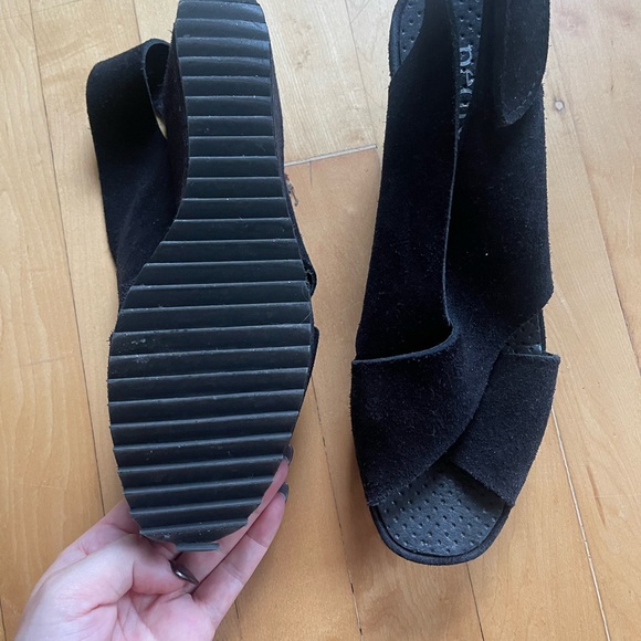 Black Suede Pedro Garcia Wedges - Picture 2 of 4